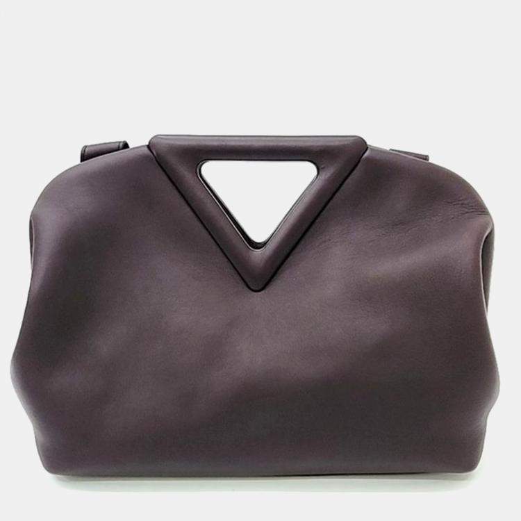 Pre Owned Bottega Veneta Brown Leather Point Medium Top Handle Bag