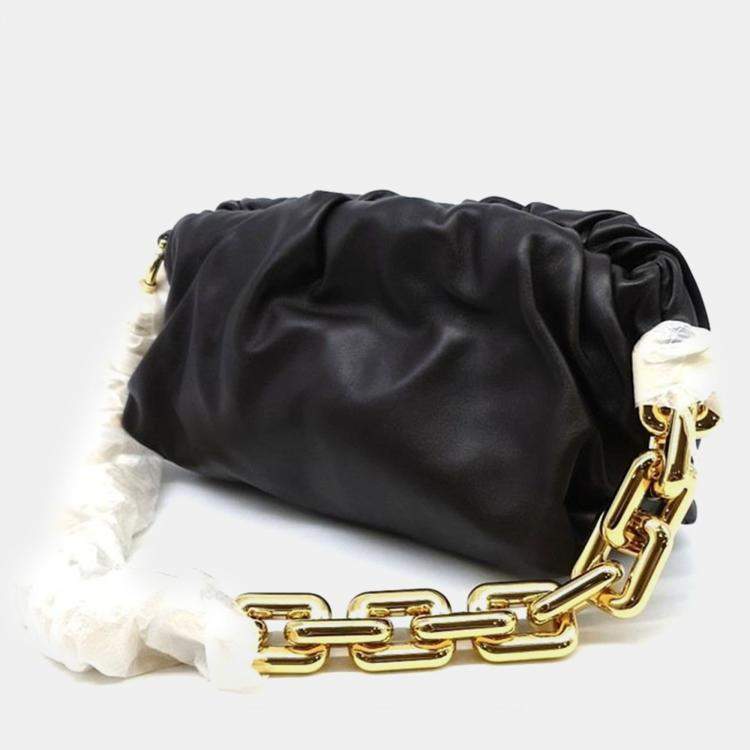 Pre Owned Bottega Veneta Black Leather Teen Pouch Clutch