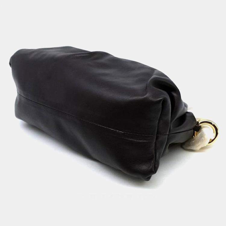 Pre Owned Bottega Veneta Black Leather Teen Pouch Clutch