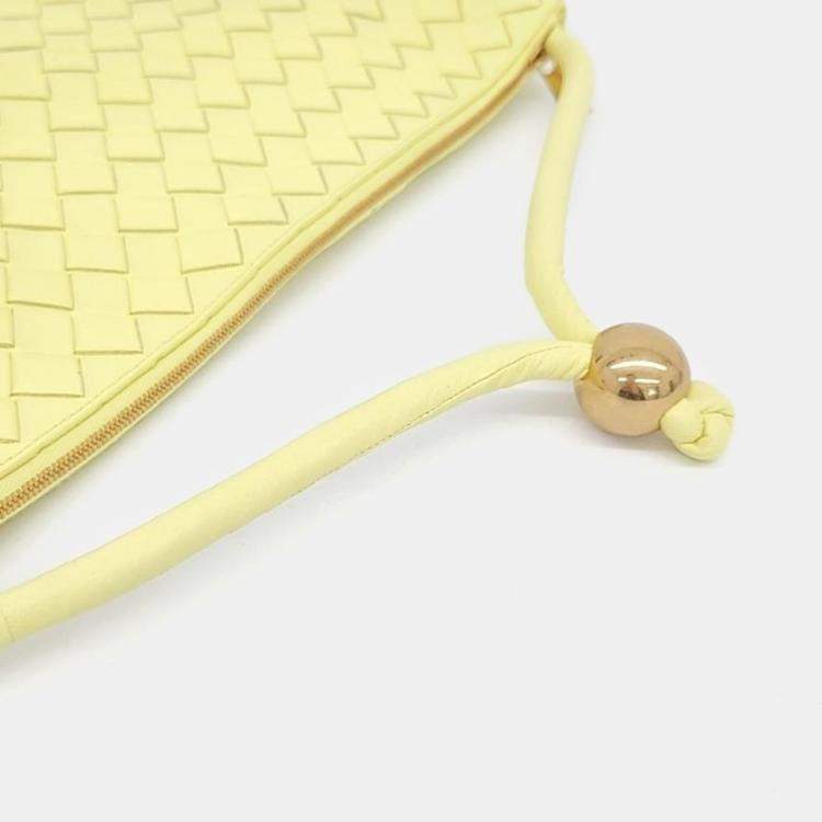 Pre Owned Bottega Veneta Yellow Intrecciato Nappa Medium Turn Hobo Bag 