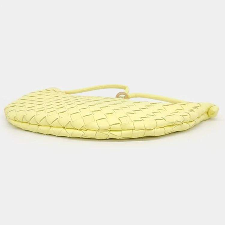 Pre Owned Bottega Veneta Yellow Intrecciato Nappa Medium Turn Hobo Bag 
