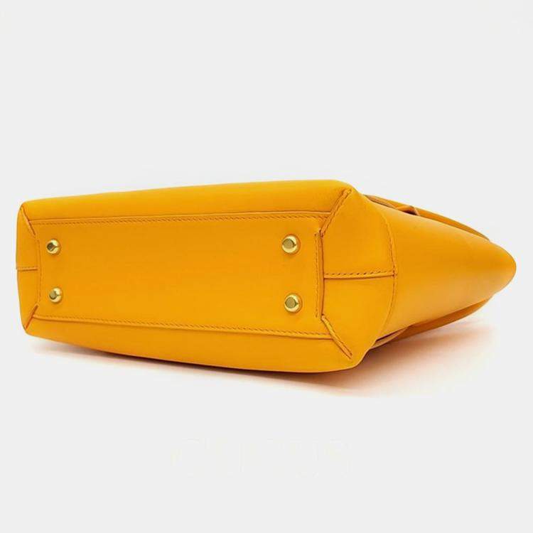 Pre Owned Bottega Veneta Orange Leather Arco Small Tote Bag