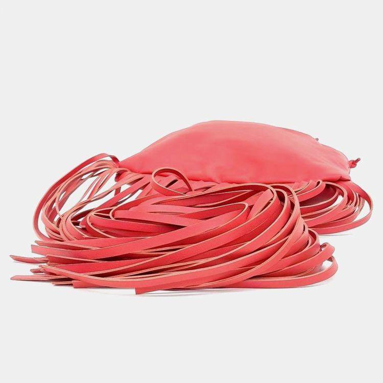Pre Owned Bottega Veneta Red Leather Fringe Shoulder Bag