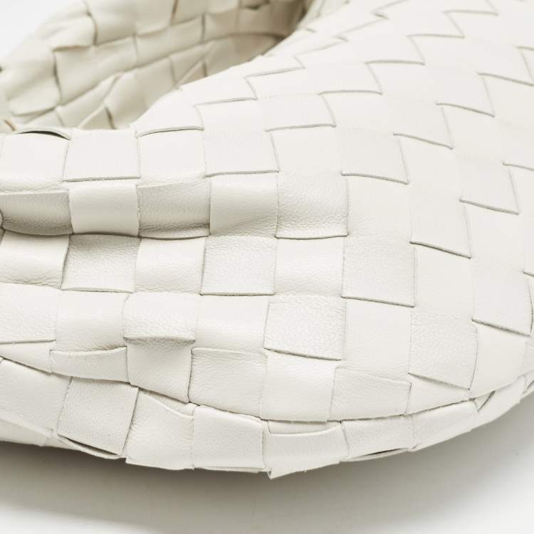 Pre Owned Bottega Veneta White Intrecciato Leather Mini BV Jodie Hobo