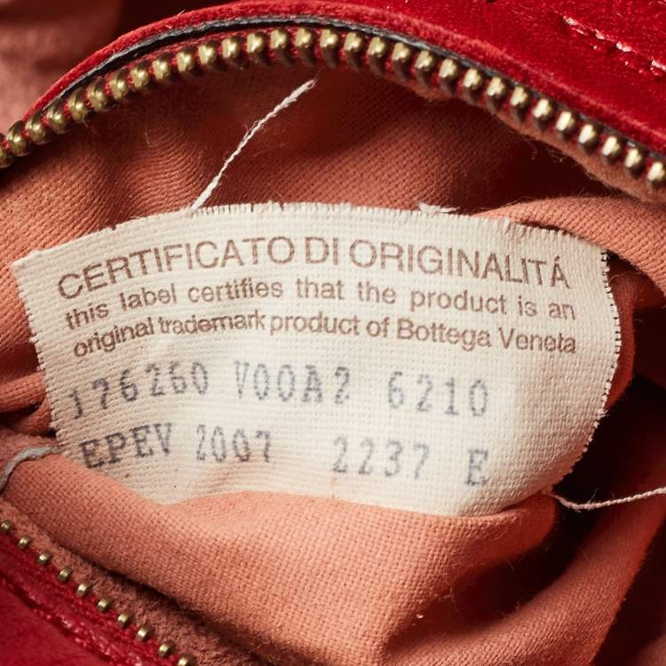 Pre Owned Bottega Veneta Red Intrecciato Leather Pushlock Flap Satchel