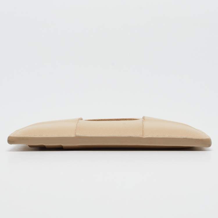 Pre Owned Bottega Veneta Cream Intrecciato Leather Cassette Flat Card Holder