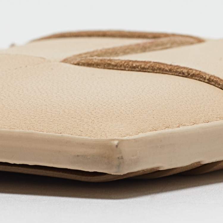 Pre Owned Bottega Veneta Cream Intrecciato Leather Cassette Flat Card Holder