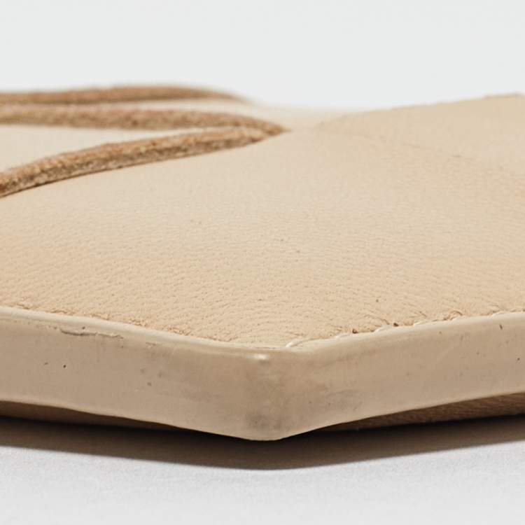 Pre Owned Bottega Veneta Cream Intrecciato Leather Cassette Flat Card Holder