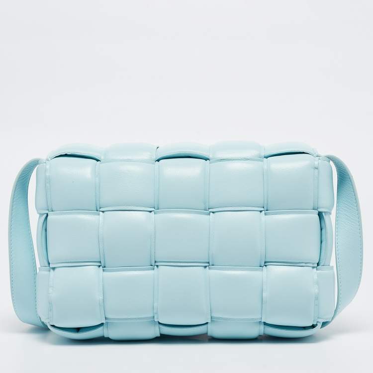 Pre Owned Bottega Veneta Light Blue Padded Leather Cassette Shoulder Bag