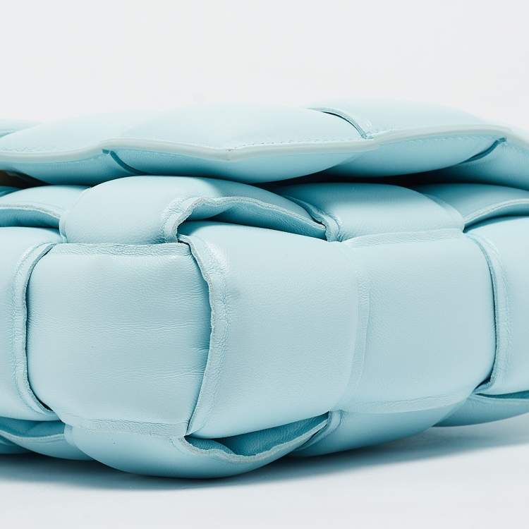 Pre Owned Bottega Veneta Light Blue Padded Leather Cassette Shoulder Bag