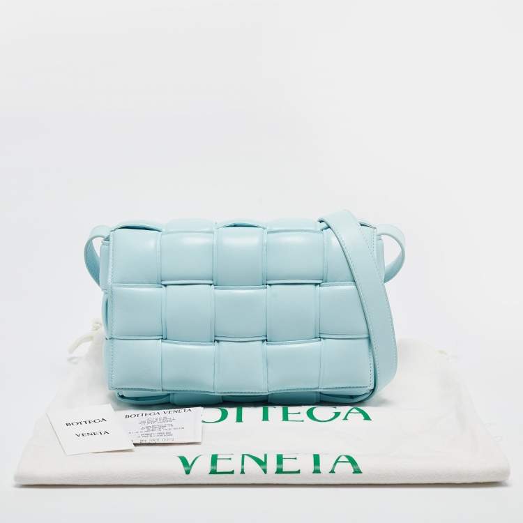 Pre Owned Bottega Veneta Light Blue Padded Leather Cassette Shoulder Bag