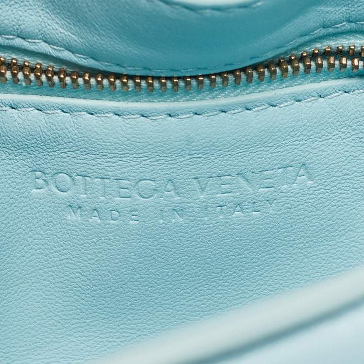 Pre Owned Bottega Veneta Light Blue Padded Leather Cassette Shoulder Bag
