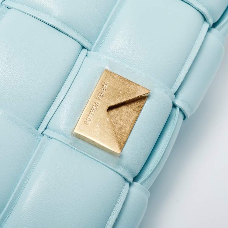 Pre Owned Bottega Veneta Light Blue Padded Leather Cassette Shoulder Bag