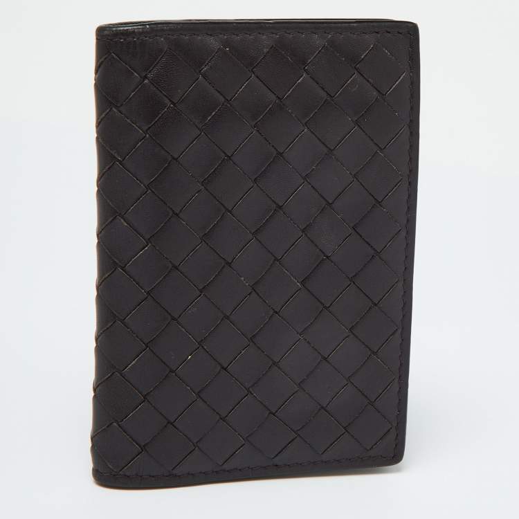 Pre Owned Bottega Veneta Brown Intrecciato Leather Business Card Case