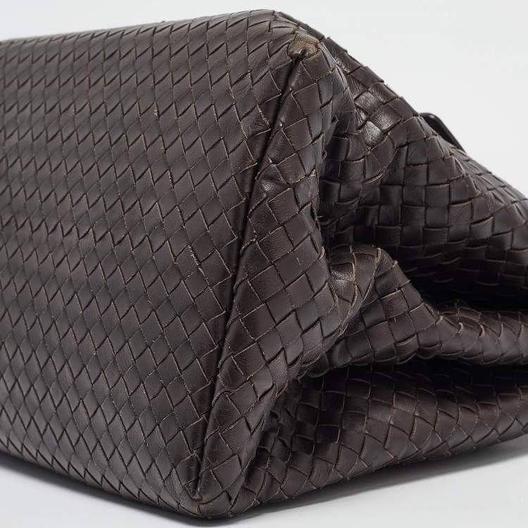 مملوكة مسبقًا Bottega Veneta Dark Brown Intrecciato Leather Medium Roma Tote