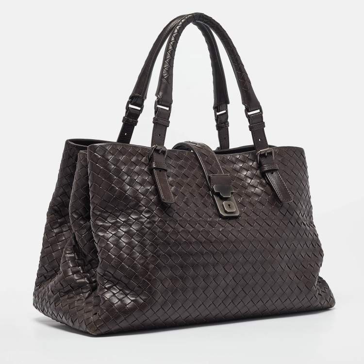 مملوكة مسبقًا Bottega Veneta Dark Brown Intrecciato Leather Medium Roma Tote