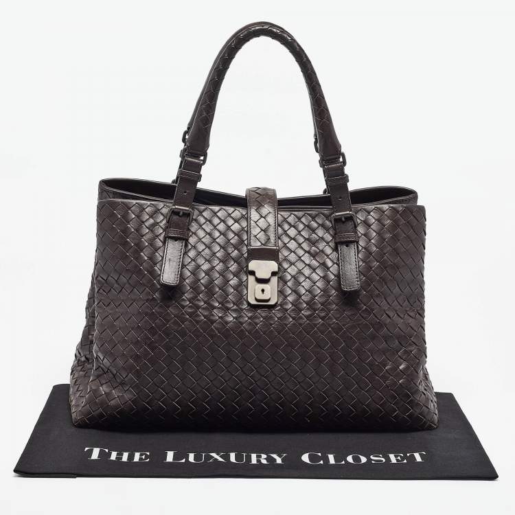 مملوكة مسبقًا Bottega Veneta Dark Brown Intrecciato Leather Medium Roma Tote