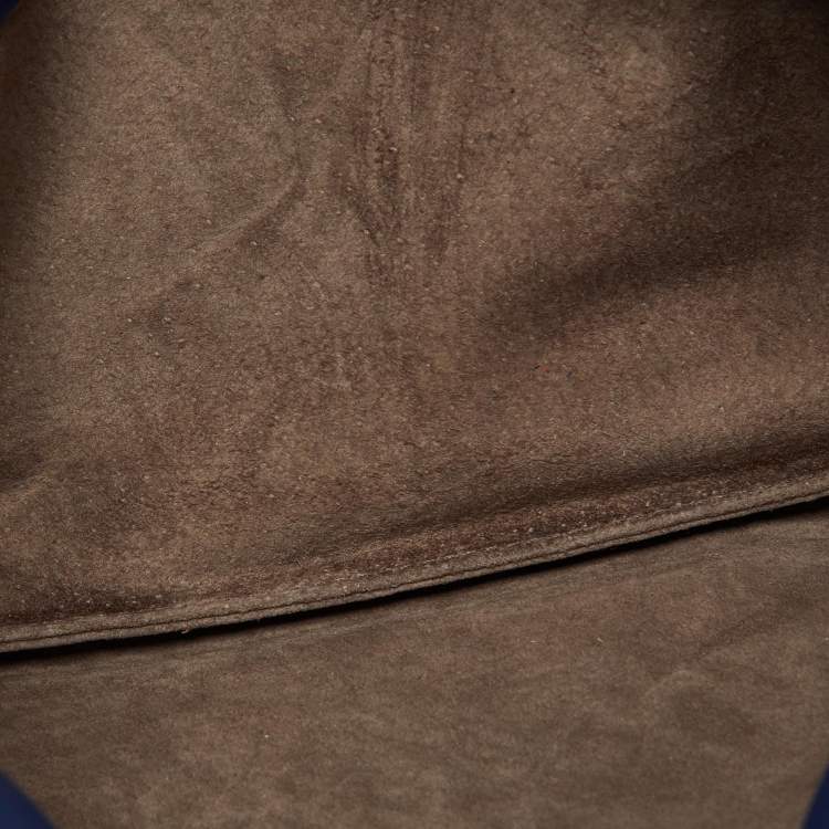 Pre Owned Bottega Veneta Blue Intrecciato Leather Chain Bag