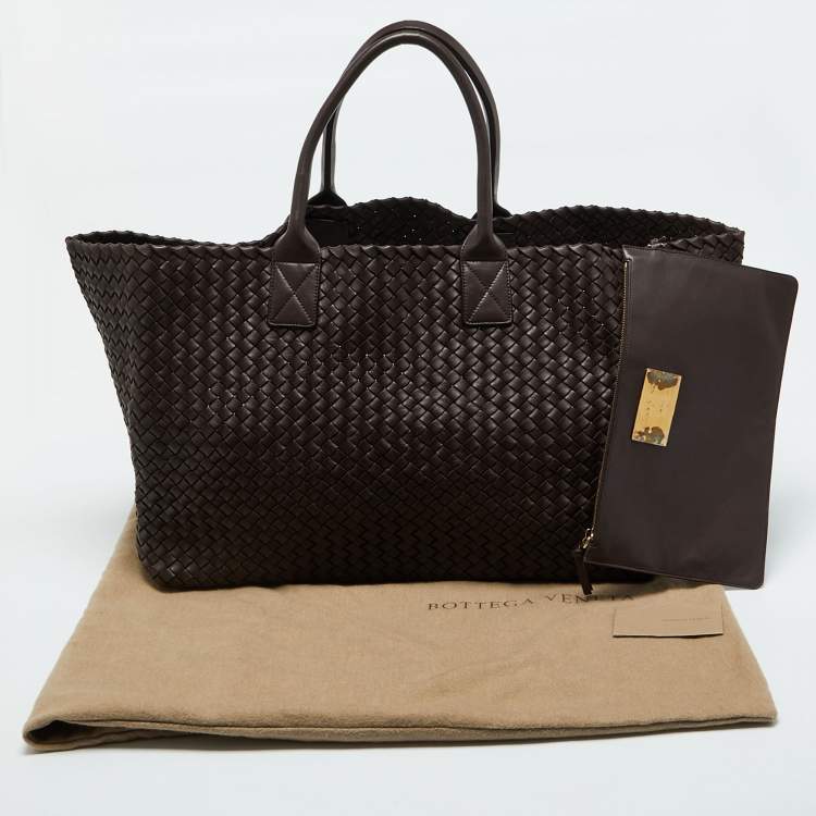 Pre Owned Bottega Veneta Brown Intrecciato Leather Limited Edition 337/500 Cabat Tote 