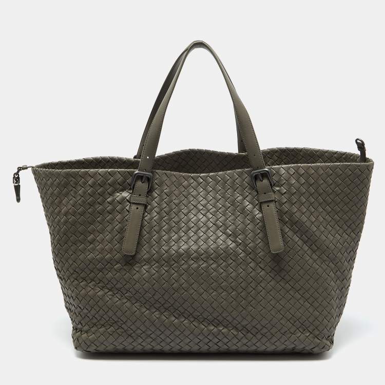 Pre Owned Bottega Veneta Grey Intrecciato Leather Large Cesta Tote