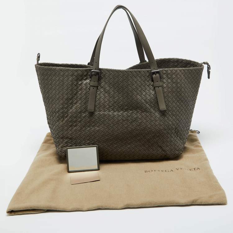 Pre Owned Bottega Veneta Grey Intrecciato Leather Large Cesta Tote