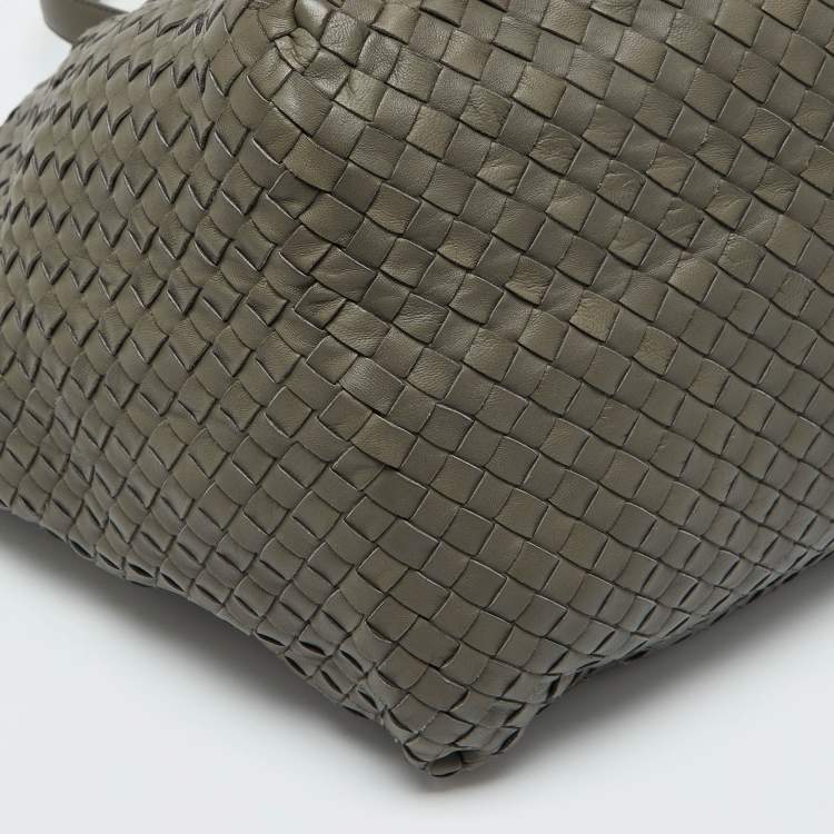 Pre Owned Bottega Veneta Grey Intrecciato Leather Large Cesta Tote