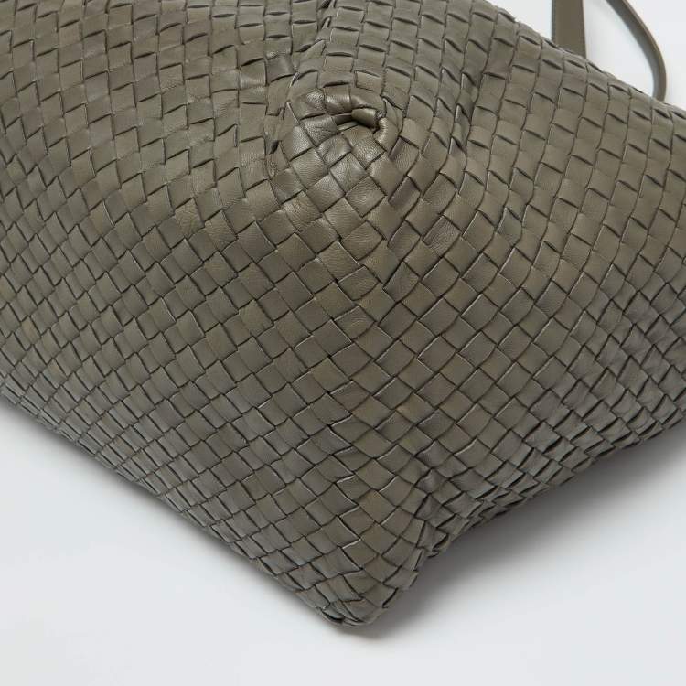 Pre Owned Bottega Veneta Grey Intrecciato Leather Large Cesta Tote