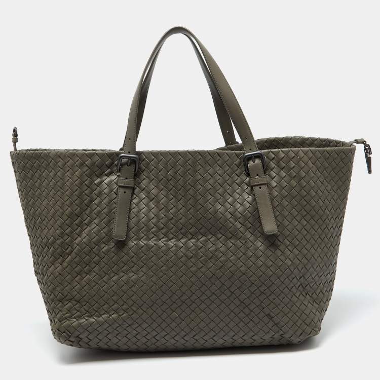 Pre Owned Bottega Veneta Grey Intrecciato Leather Large Cesta Tote