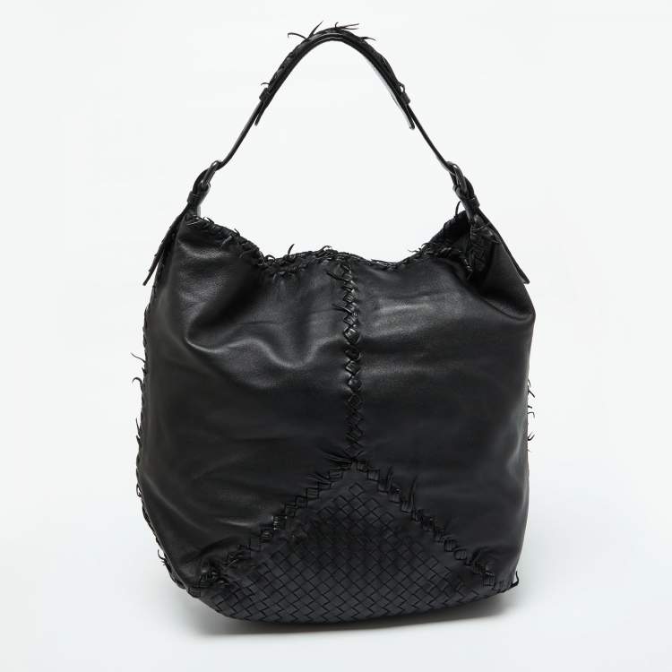 Pre Owned Bottega Veneta Black Leather Hobo 