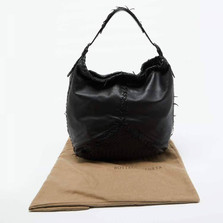 Pre Owned Bottega Veneta Black Leather Hobo 