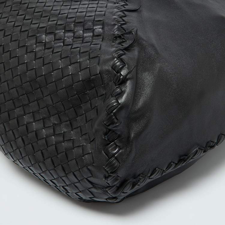 Pre Owned Bottega Veneta Black Leather Hobo 