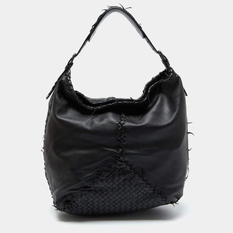 Pre Owned Bottega Veneta Black Leather Hobo 