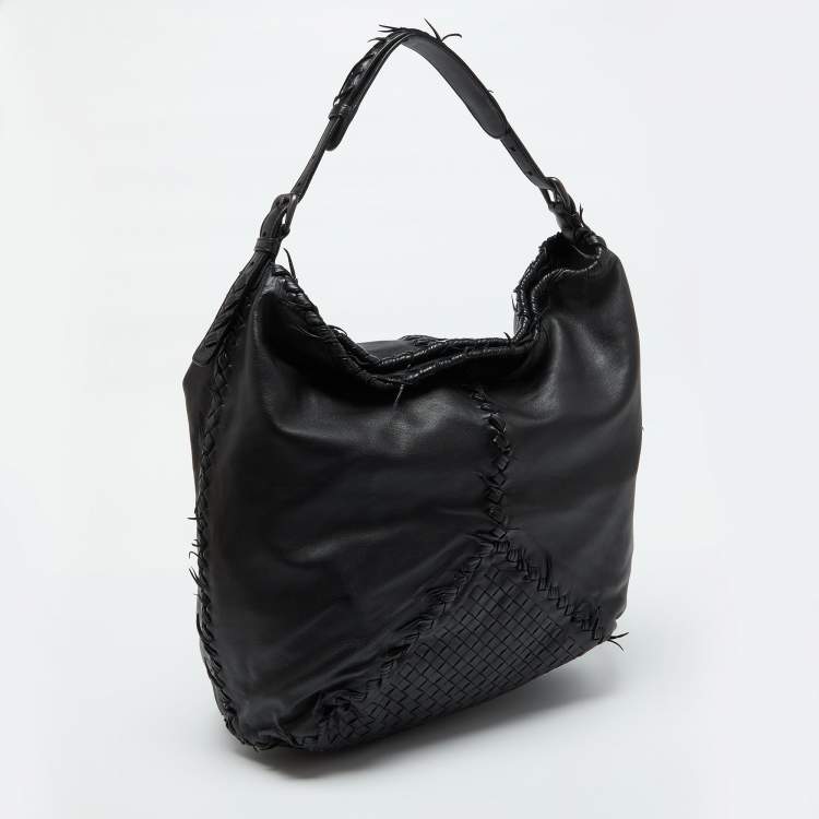 Pre Owned Bottega Veneta Black Leather Hobo 