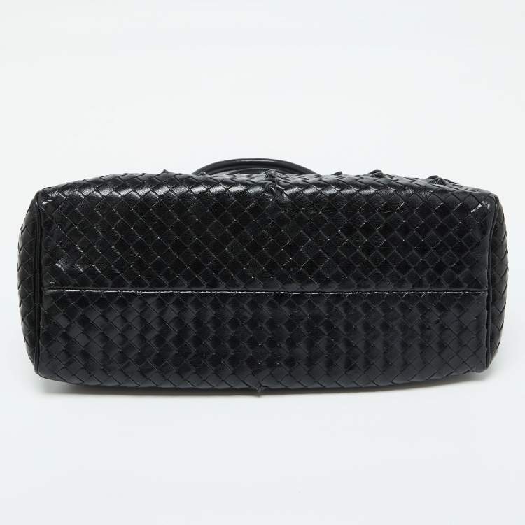 Pre Owned Bottega Veneta Black Intrecciato Leather Satchel
