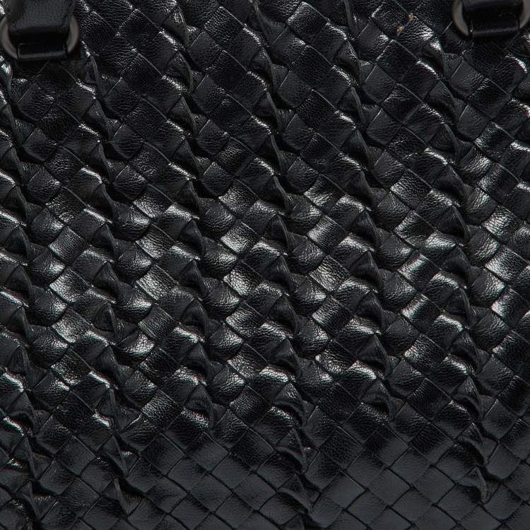Pre Owned Bottega Veneta Black Intrecciato Leather Satchel