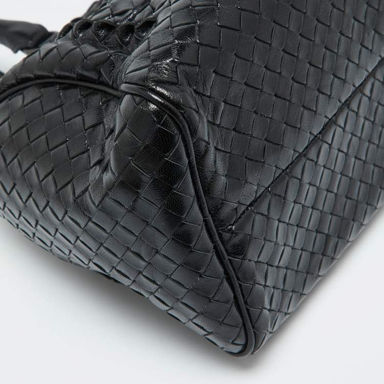 Pre Owned Bottega Veneta Black Intrecciato Leather Satchel