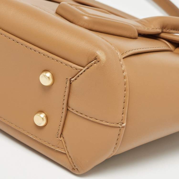 Pre Owned Bottega Veneta Brown Intrecciato Leather Small Arco Tote