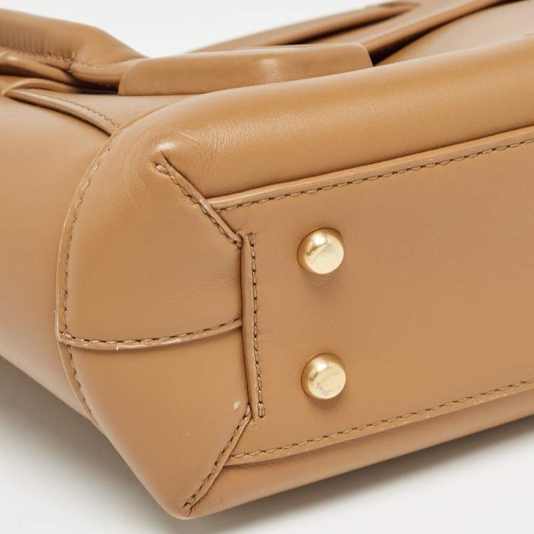 Pre Owned Bottega Veneta Brown Intrecciato Leather Small Arco Tote