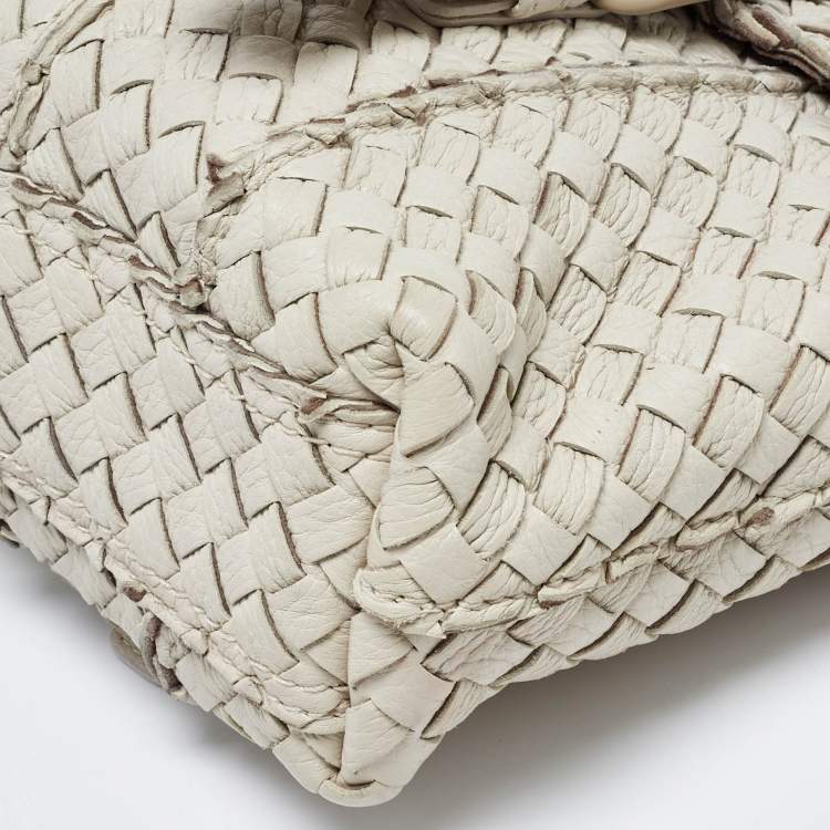 Pre Owned Bottega Veneta Cream Intrecciato Leather Vivo Cervo Satchel