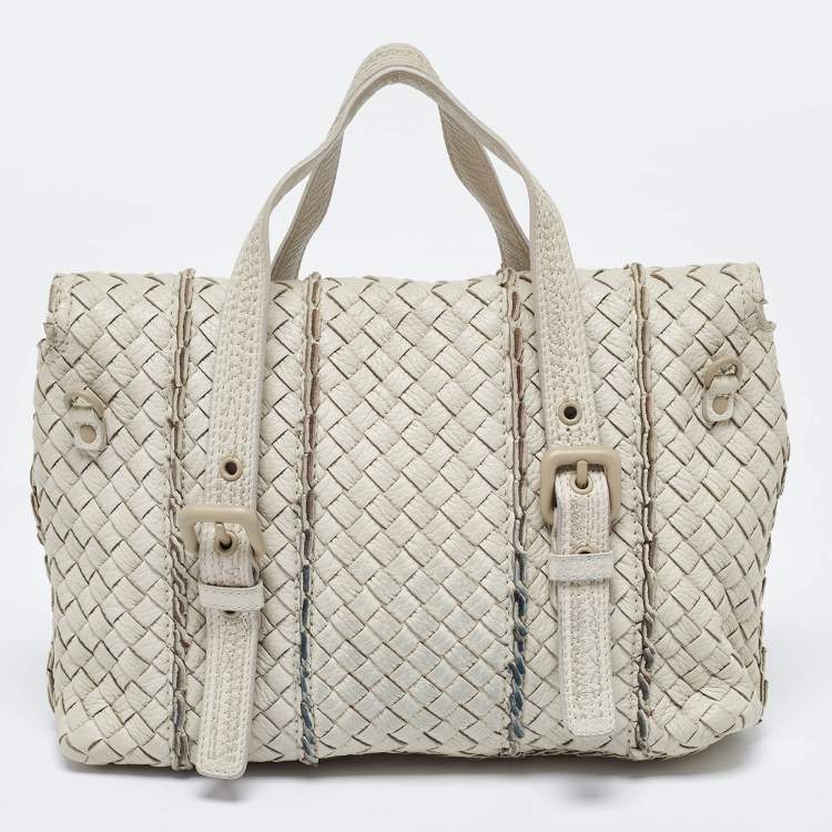 Pre Owned Bottega Veneta Cream Intrecciato Leather Vivo Cervo Satchel