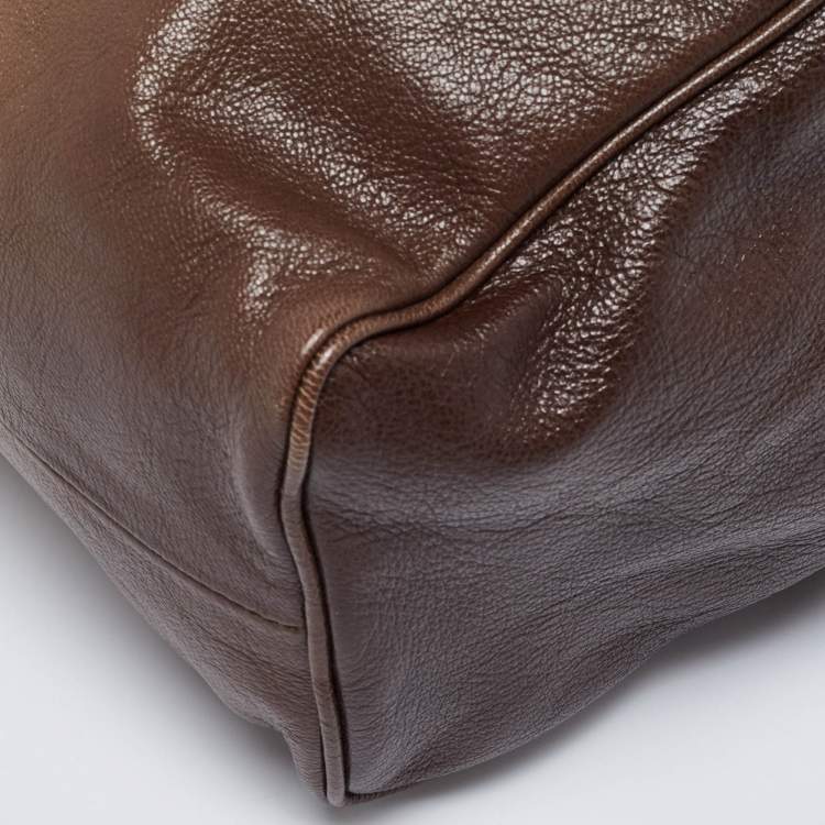Pre Owned Bottega Veneta Brown Ombre Leather Brera Bowler Bag