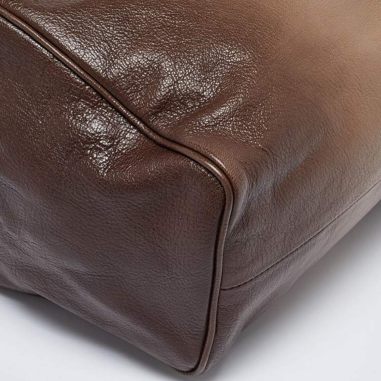 Pre Owned Bottega Veneta Brown Ombre Leather Brera Bowler Bag