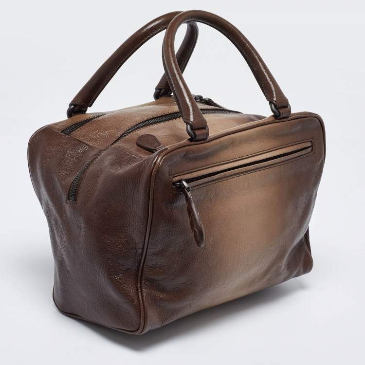Pre Owned Bottega Veneta Brown Ombre Leather Brera Bowler Bag