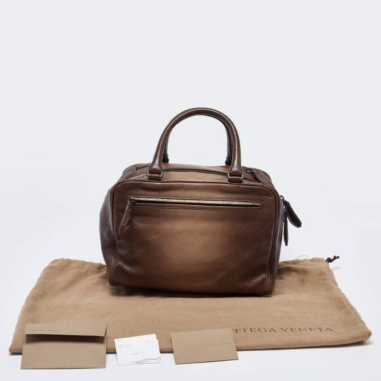 Pre Owned Bottega Veneta Brown Ombre Leather Brera Bowler Bag