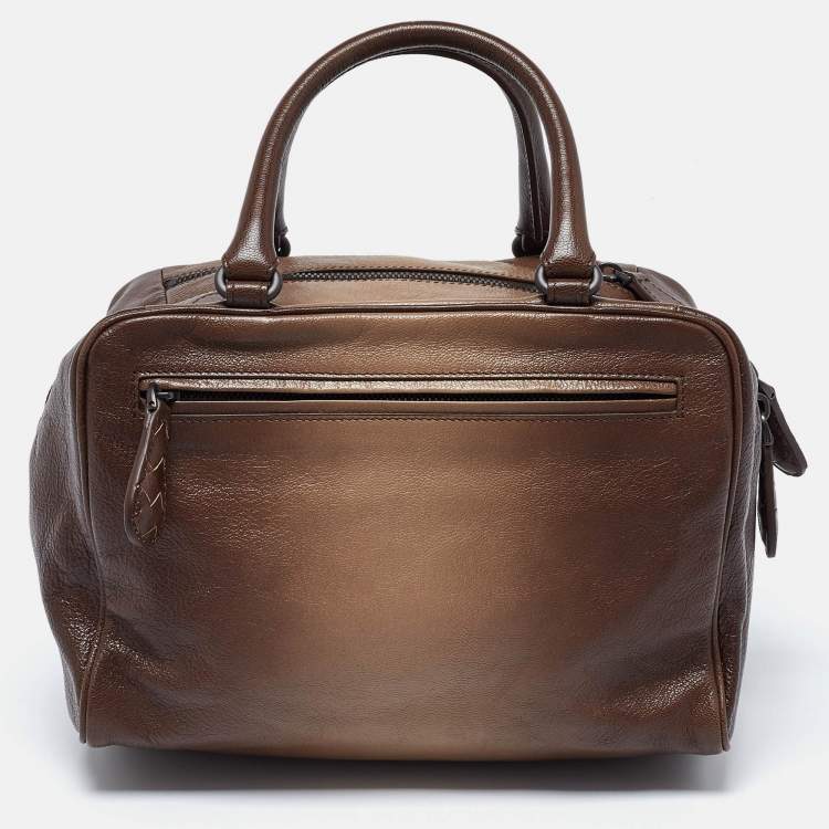 Pre Owned Bottega Veneta Brown Ombre Leather Brera Bowler Bag