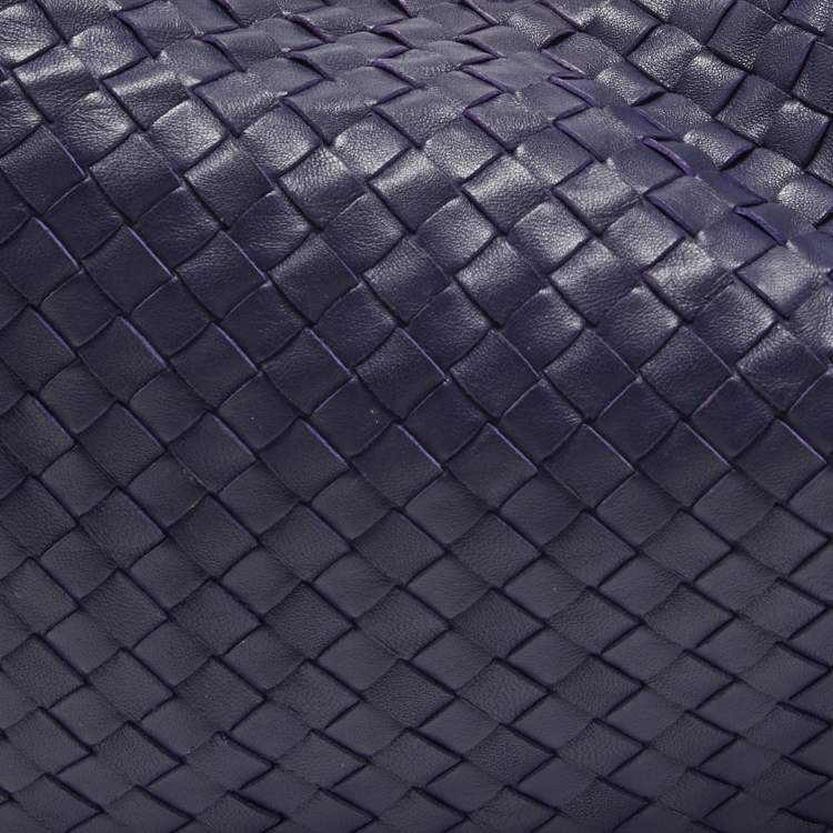 Pre Owned Bottega Veneta Blue Intrecciato Leather Small Veneta Hobo