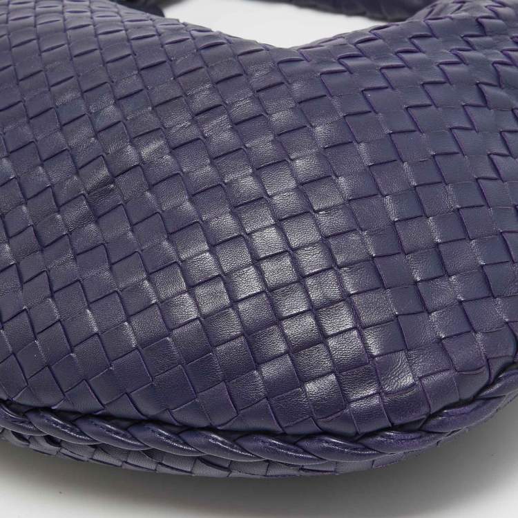 Pre Owned Bottega Veneta Blue Intrecciato Leather Small Veneta Hobo