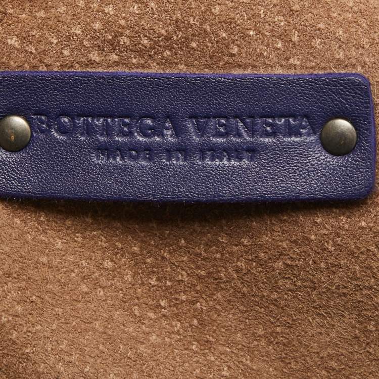 Pre Owned Bottega Veneta Blue Intrecciato Leather Small Veneta Hobo