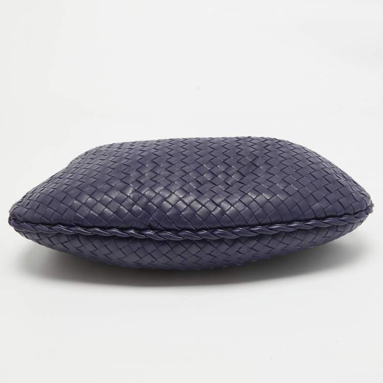 Pre Owned Bottega Veneta Blue Intrecciato Leather Small Veneta Hobo
