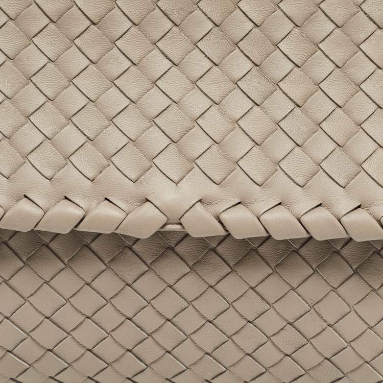 Pre Owned Bottega Veneta Grey Intrecciato Leather Small Olimpia Shoulder Bag